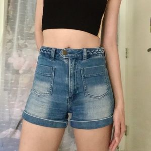 HM BRAID BELT WASHED SHORTS